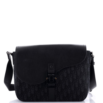 Christian Dior Saddle Buckle Flap Messenger Bag Oblique Canvas and Leather Medium
