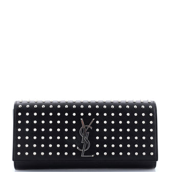 Saint Laurent Classic Monogram Clutch Studded Leather Long