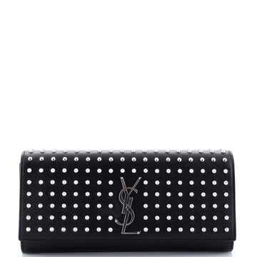 Saint Laurent Classic Monogram Clutch Studded Leather Long