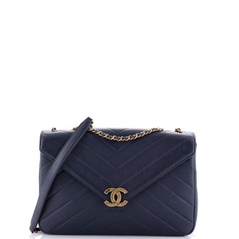 Chanel Coco Envelope Flap Bag Chevron Leather Large