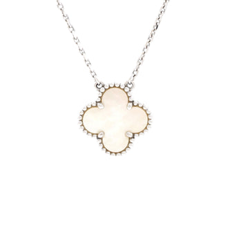 Van Cleef & Arpels Vintage Alhambra Pendant Necklace 18K White Gold and Mother of Pearl
