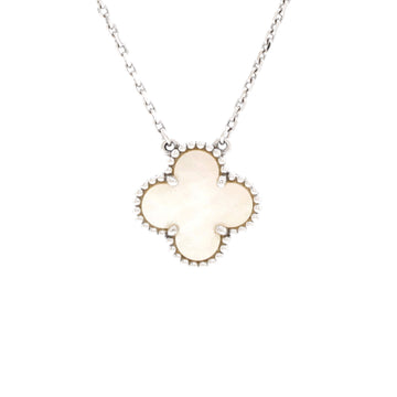 Van Cleef & Arpels Vintage Alhambra Pendant Necklace 18K White Gold and Mother of Pearl