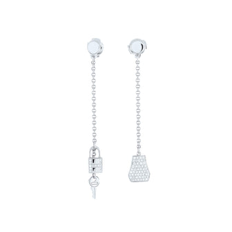 Hermes Kelly Clochette Drop Earrings 18K White Gold and Diamonds
