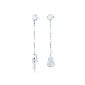 Hermes Kelly Clochette Drop Earrings 18K White Gold and Diamonds