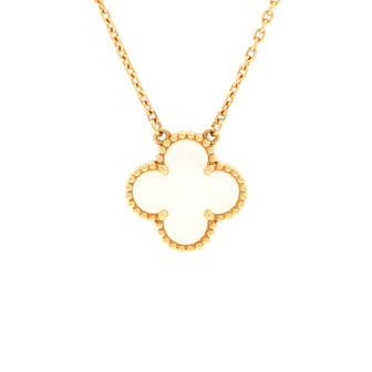Van Cleef & Arpels Vintage Alhambra Pendant Necklace 18K Yellow Gold and Mother of Pearl