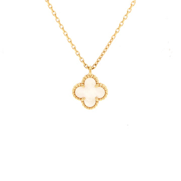 Van Cleef & Arpels Sweet Alhambra Pendant Necklace 18K Yellow Gold and Mother of Pearl