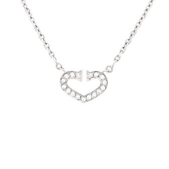 Cartier C Heart de Cartier Pendant Necklace 18K White Gold with Pave Diamonds