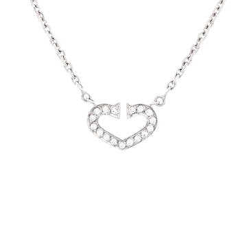 Cartier C Heart de Cartier Pendant Necklace 18K White Gold with Pave Diamonds