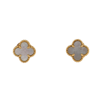 Van Cleef & Arpels Sweet Alhambra Stud Earrings 18K Yellow Gold and Mother of Pearl