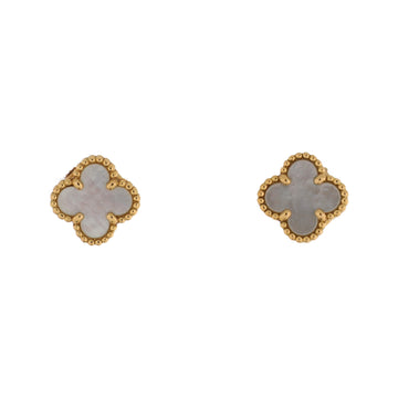 Van Cleef & Arpels Sweet Alhambra Stud Earrings 18K Yellow Gold and Mother of Pearl