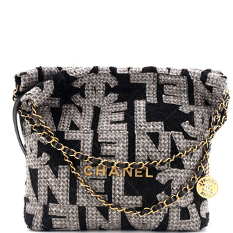 Chanel 22 Chain Hobo Logo Quilted Tweed Medium