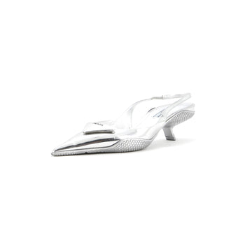 Prada Women's Triangle Logo Slingback Pumps Leather
