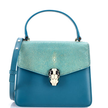 Bvlgari Serpenti Forever Top Handle Bag Leather and Stingray Small