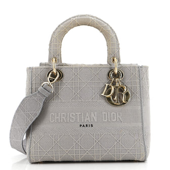 Christian Dior Lady D-Lite Bag Cannage Embroidered Canvas Medium