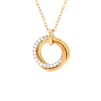 Cartier Trinity Pendant Necklace 18K Tricolor Gold with Pave Diamonds Medium