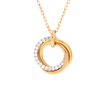 Cartier Trinity Pendant Necklace 18K Tricolor Gold with Pave Diamonds Medium