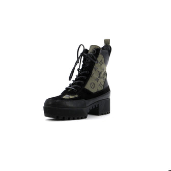 Louis Vuitton Women's Laureate Platform Desert Boots Monogram Canvas with Suede and Leather
