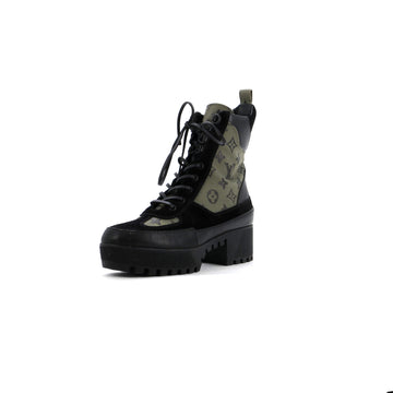 Louis Vuitton Women's Laureate Platform Desert Boots Monogram Canvas with Suede and Leather