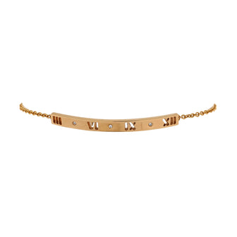 Tiffany & Co. Atlas Pierced Bar Chain Bracelet 18K Rose Gold with Diamonds