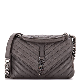 Saint Laurent Classic Monogram College Bag Matelasse Chevron Leather Medium