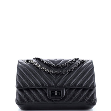 Chanel So Black Reissue 2.55 Flap Bag Chevron Aged Calfskin 225