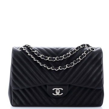 Chanel Classic Double Flap Bag Chevron Lambskin Jumbo