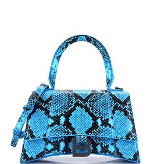 Balenciaga Hourglass Top Handle Bag Python Embossed Leather Small