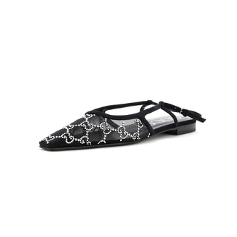 Gucci Women's Slingback Flats Crystal GG Embellished Mesh