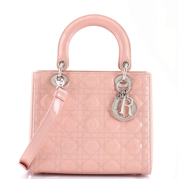 Christian Dior Lady Dior Bag Cannage Quilt Patent Medium