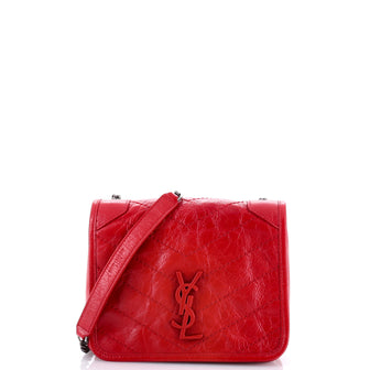 Saint Laurent Niki Chain Wallet Matelasse Chevron Leather