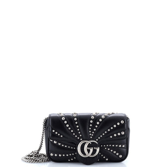 Gucci GG Marmont Flap Bag Studded Matelasse Leather Mini