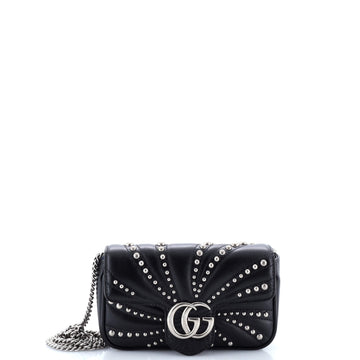 Gucci GG Marmont Flap Bag Studded Matelasse Leather Mini