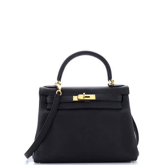 Hermes Kelly Handbag Black Togo with Gold Hardware 28