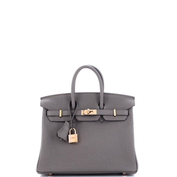 Hermes Birkin Handbag Grey Togo with Rose Gold Hardware 25