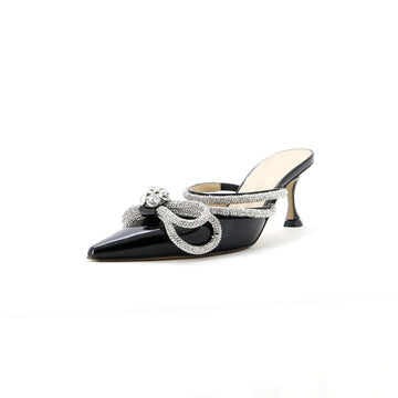 Mach & Mach Women's Double Bow Heeled Mules Printed Patent 85
