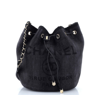 Chanel Deauville Drawstring Bucket Bag Raffia Medium