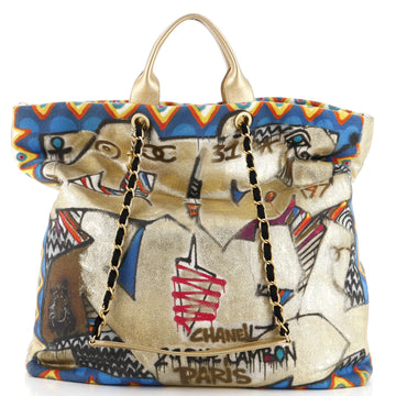 Chanel Paris-New York Street Spirit Shopping Tote Graffiti Printed Canvas Maxi