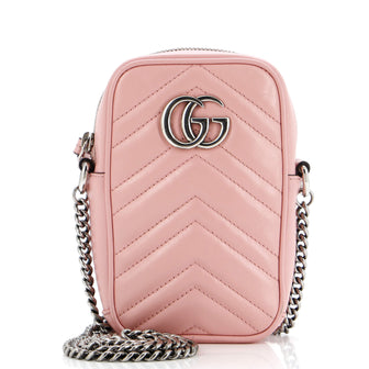 Gucci GG Marmont Vertical Phone Crossbody Bag Matelasse Leather Mini