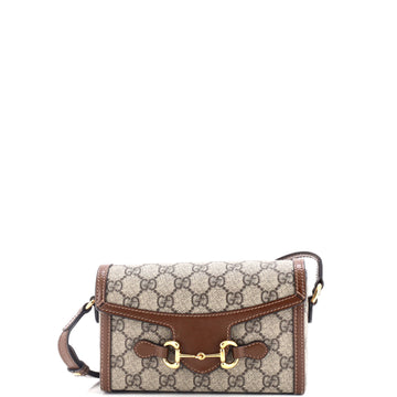 Gucci Horsebit 1955 Flap Crossbody Bag GG Coated Canvas Mini