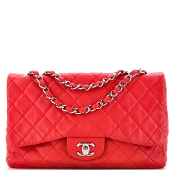 Chanel Classic Single Flap Bag Quilted Caviar Jumbo