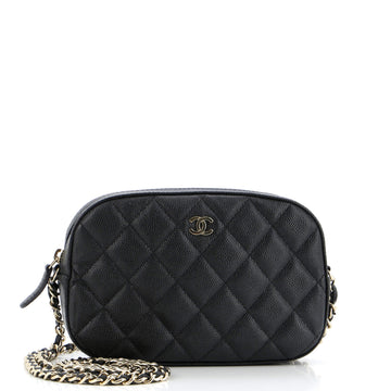 Chanel Zip Around Chain Camera Case Quilted Caviar Mini