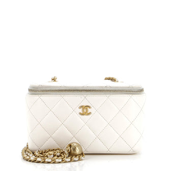 Chanel Pearl Crush Vanity Case with Chain Quilted Lambskin Small