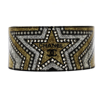 Chanel Star Cuff Bracelet Rhinestone and Glitter Covered Resin