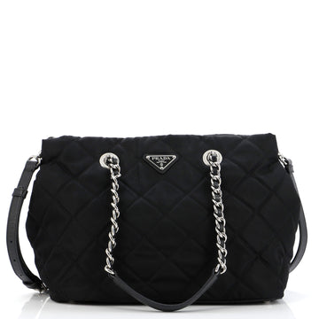 Prada Chain Zip Tote Quilted Tessuto Medium