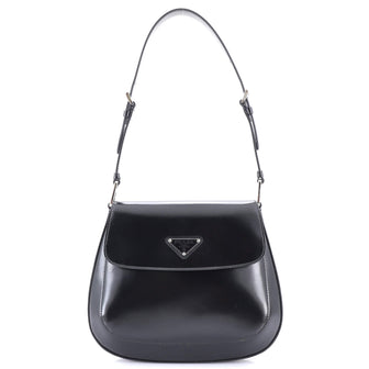 Prada Cleo Flap Shoulder Bag Spazzolato Leather Small