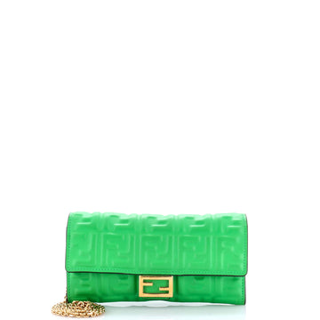 Fendi Baguette Continental Wallet on Chain Zucca Embossed Leather