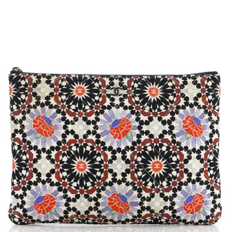 Chanel Dubai O Case Clutch Quilted Printed Canvas Medium
