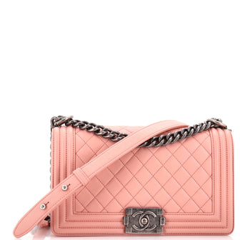 Chanel Boy Flap Bag Quilted Lambskin Old Medium