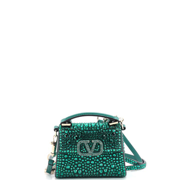 Valentino Garavani VSling Top Handle Bag Crystal Embellished Leather Micro