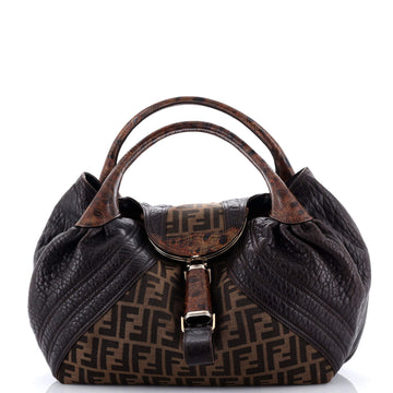 Fendi Tortoise Spy Bag Zucca Canvas and Leather
